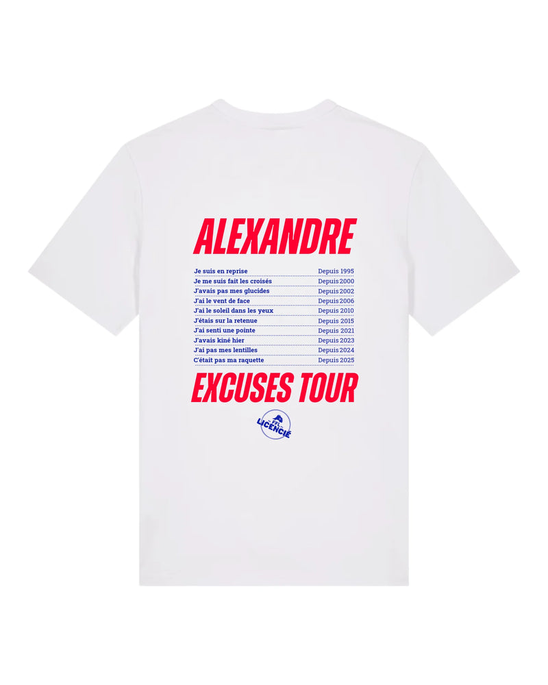 T-shirt Personnalisable "Excuses Tour" - Shop FFL
