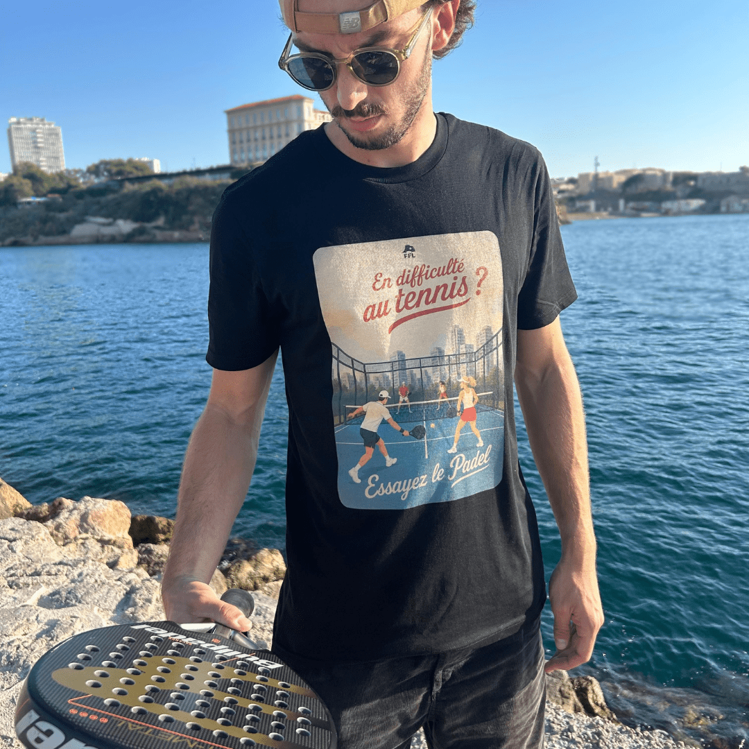 T-shirt "En difficulté au tennis ? Essayez le Padel" - Shop FFL